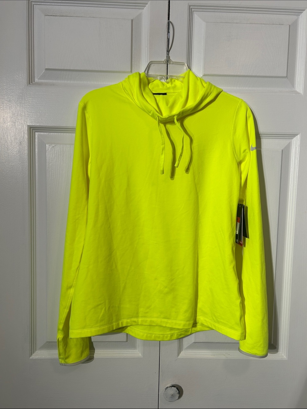 NWT Nike Pro Neon Yellow Women's Pullover Hoodie Size L Large